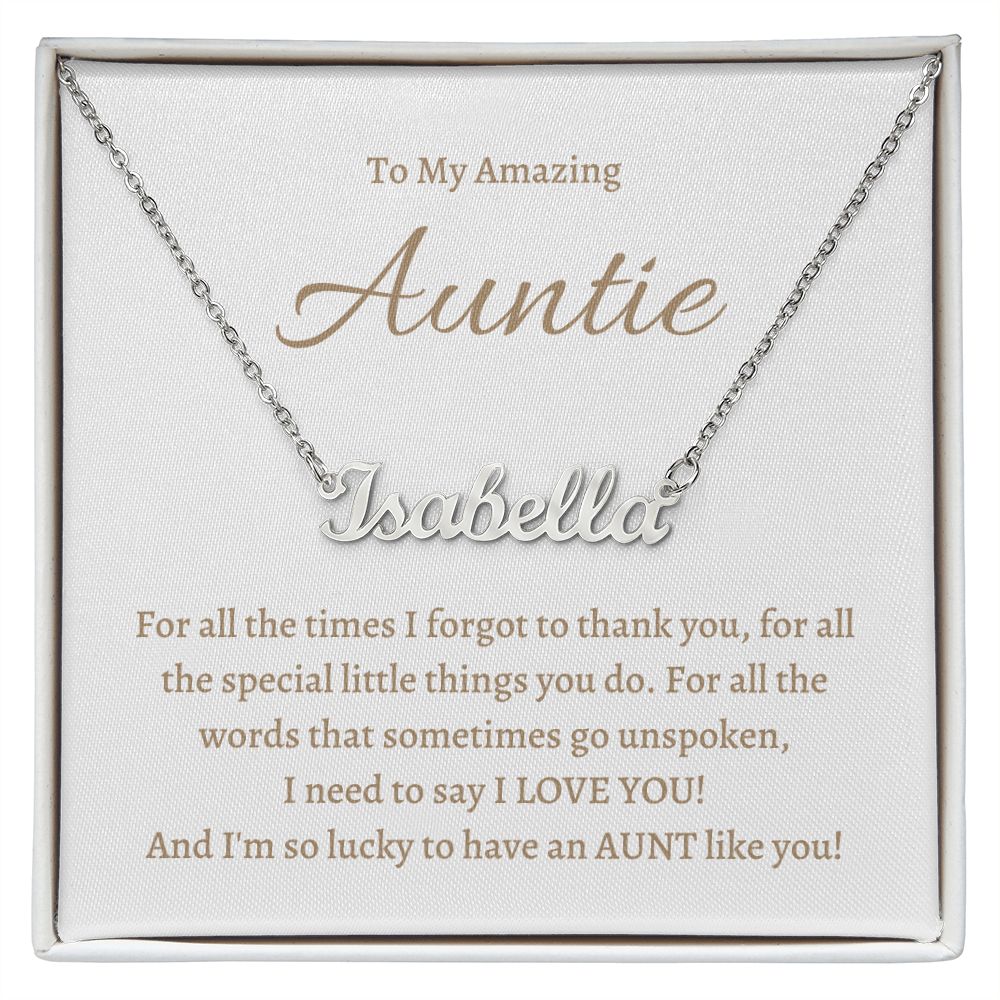 Custom Name necklace, gift for Amazing Aunt, Auntie on her birthday, Mother's Day Christmas