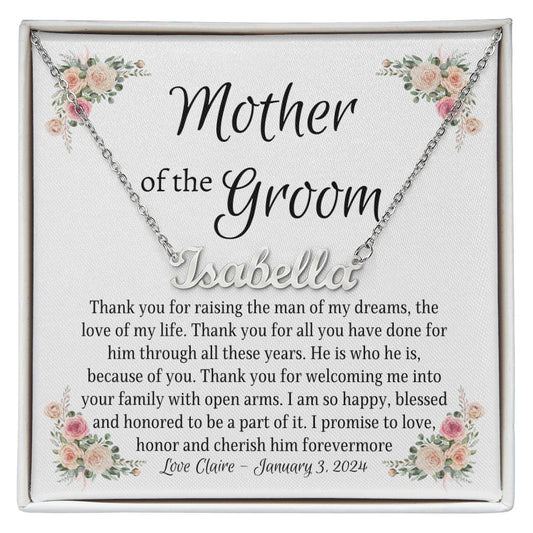 Personalized Name Necklace, gift for Mother of the Groom from Bride