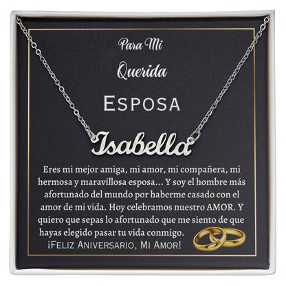 Collar Personalized Name Necklace, regalo para esposa en el dís de su aniversario