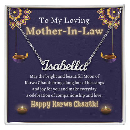 Personalized Name Necklace, gift for Mother-in-law on Karwa chauth, indian festival gift for her