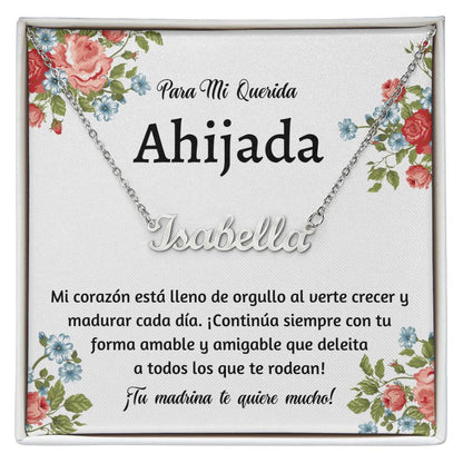 Custom Name Necklace,  Spanish Goddaughter Gift, Ahijada para Navidad, Cumpleaños