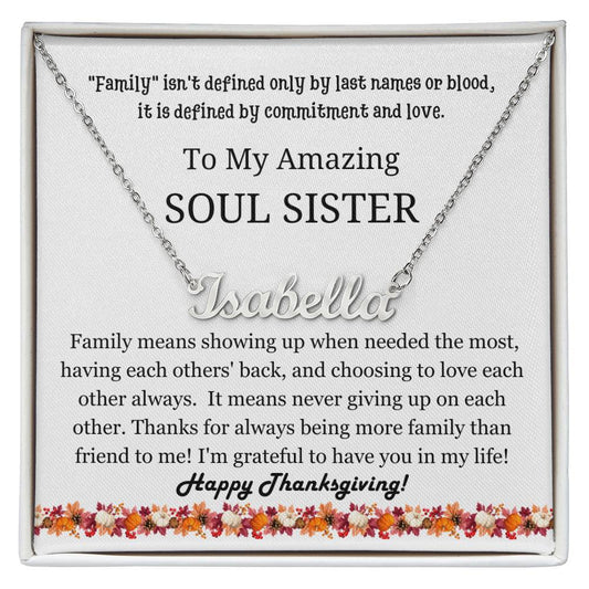 Personalized Name Necklace, thanksgiving gift for friend, soul sister