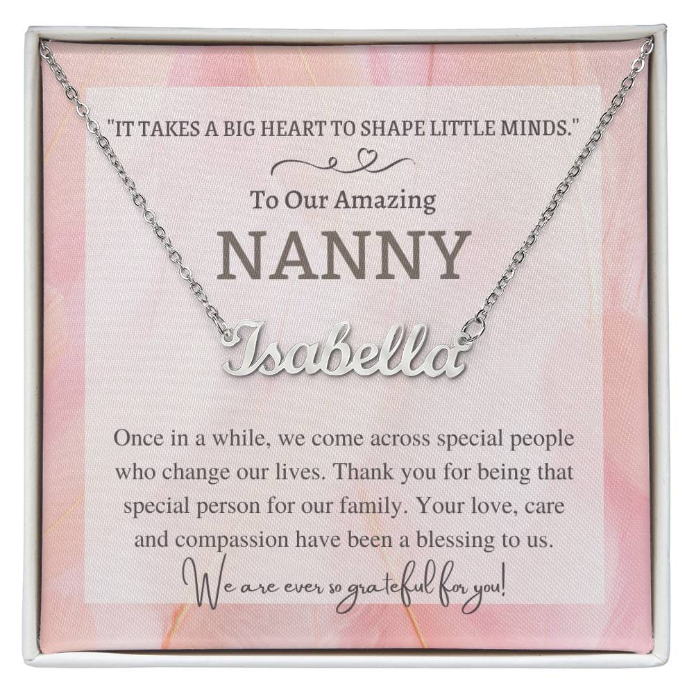 Personalized Name Necklace, gift for Nanny, babysitter