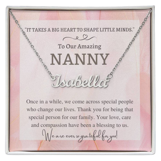 Personalized Name Necklace, gift for Nanny, babysitter