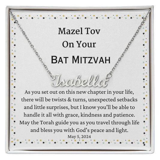 Personalized Name Necklace, bat mitzvah gift for Girl, on her birthday