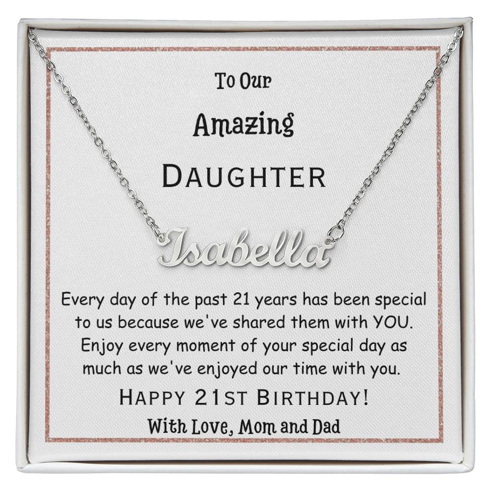 Personalized Name Necklace, gift for Daughter on her 21st birthday