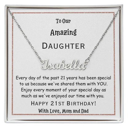 Personalized Name Necklace, gift for Daughter on her 21st birthday