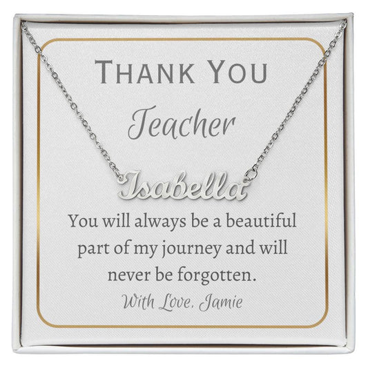 Personalized Name Necklace, last day of school, gift for teacher