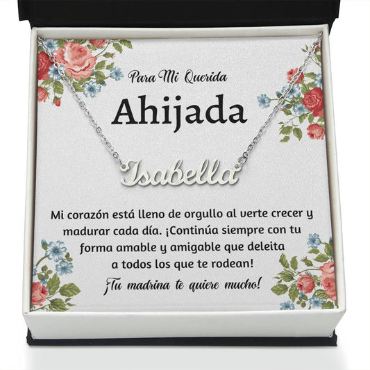 Custom Name Necklace,  Spanish Goddaughter Gift, Ahijada para Navidad, Cumpleaños