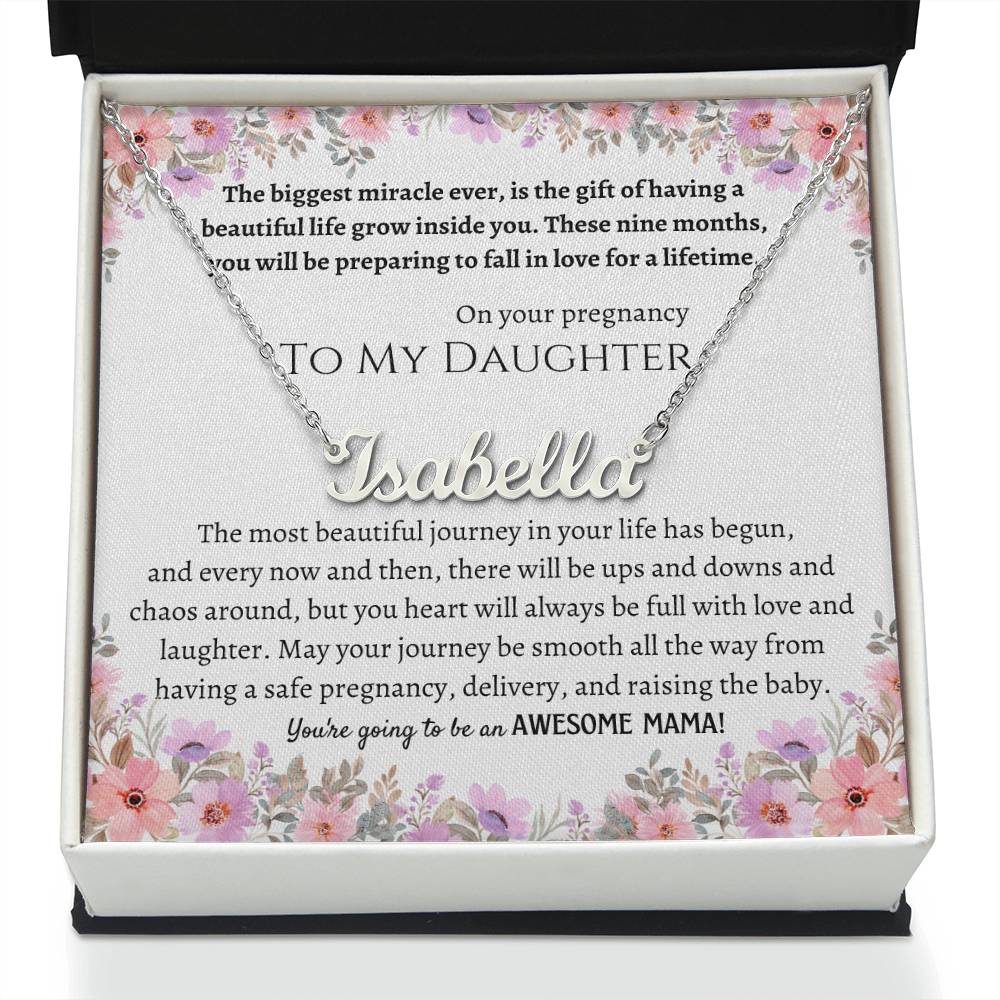 Personalized Name Necklace, gift for Daughter on her Baby Shower, Gift for Expecting Mom