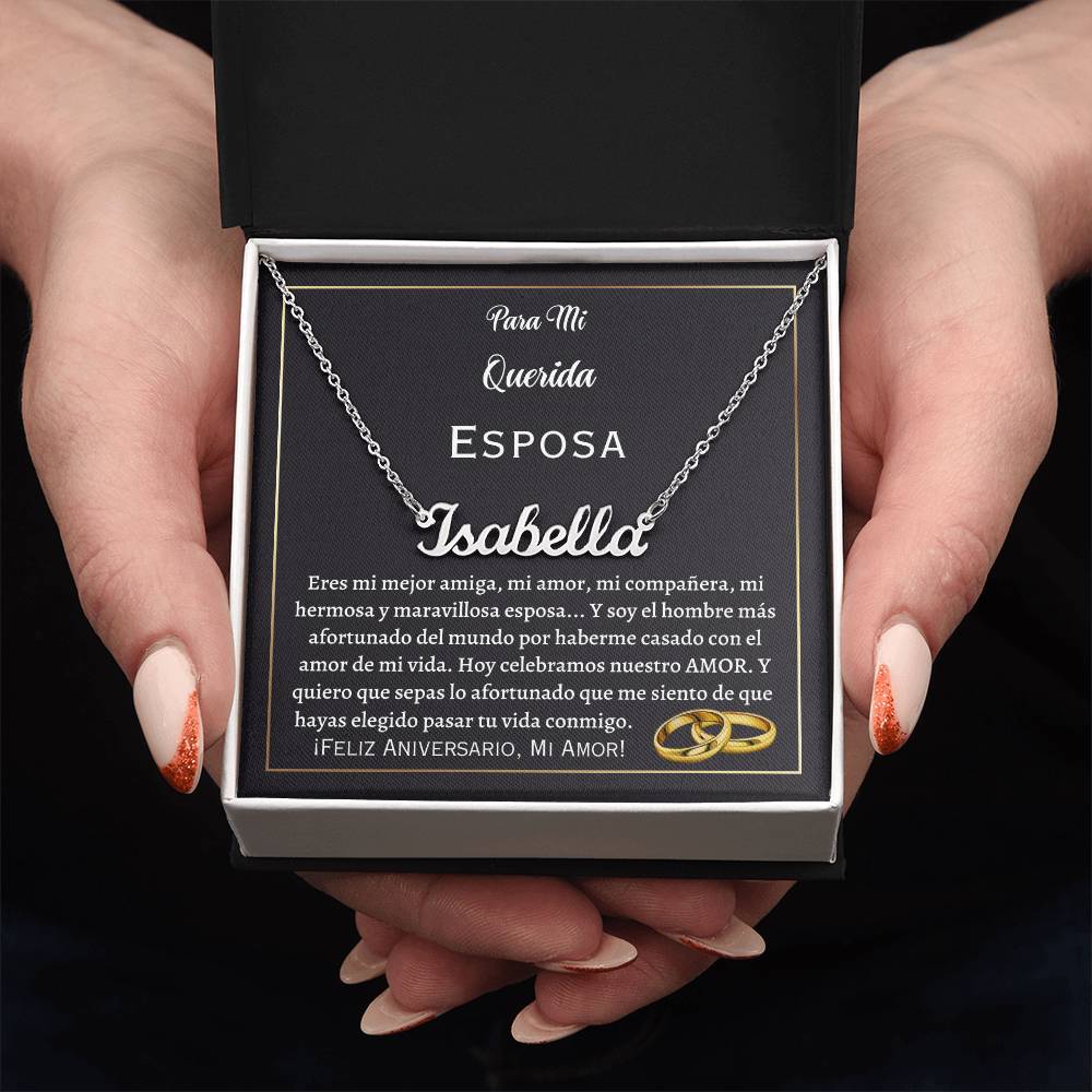 Collar Personalized Name Necklace, regalo para esposa en el dís de su aniversario