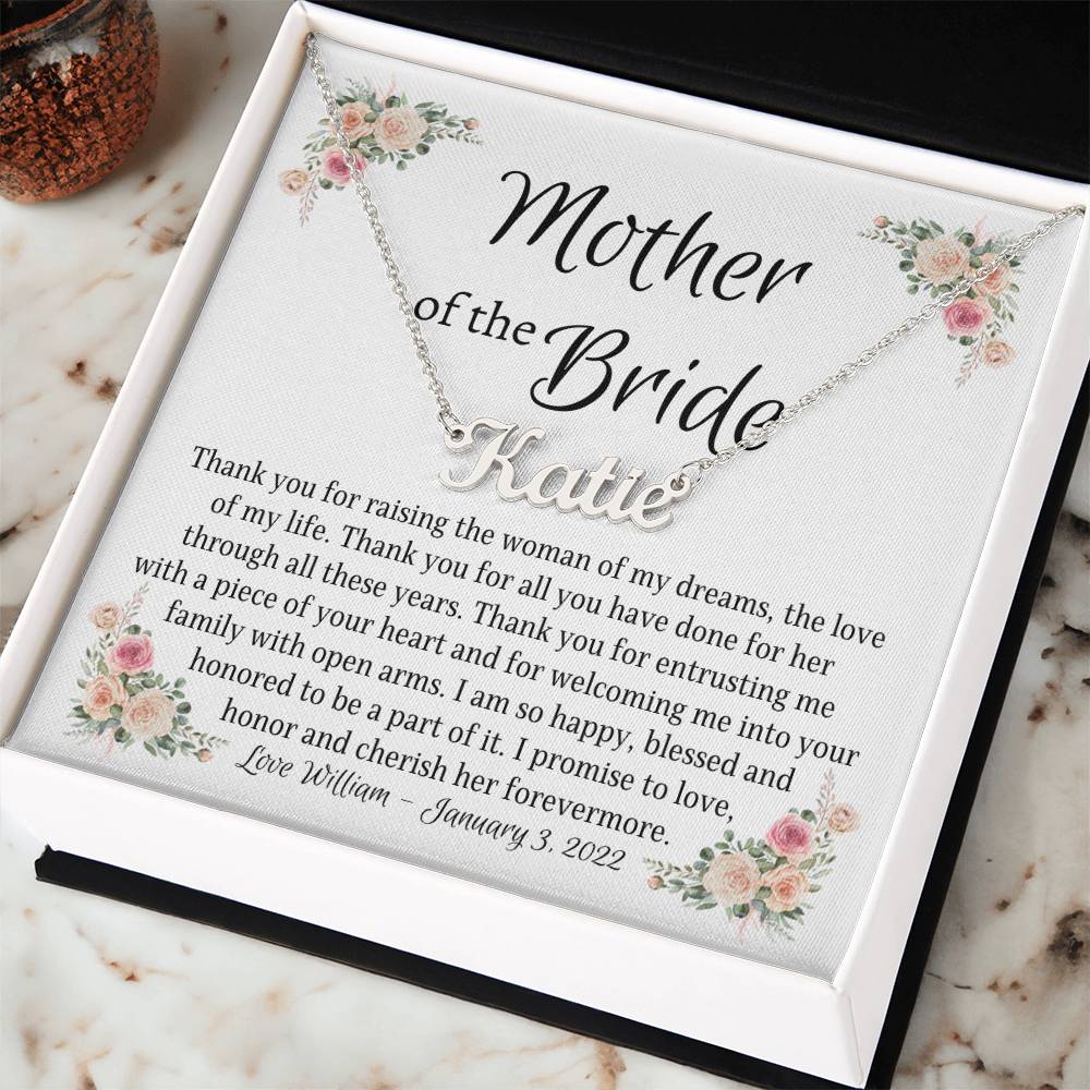 Personalized Name Necklace, gift for Mother of the Bride from Groom