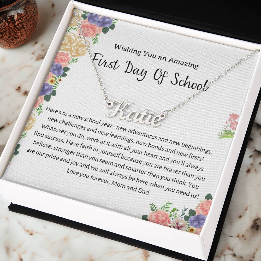 Personalized Name Necklace, First Day of School Gift, Back to School Gift for girl