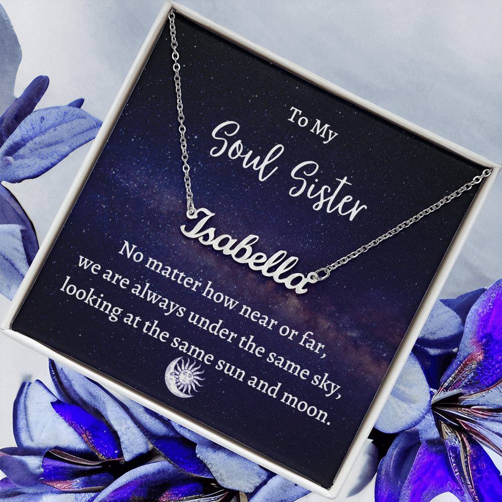 Personalized Name Necklace, gift for soul sister, Bestie, best friend, BFF on her birthday, Thanksgiving, Christmas