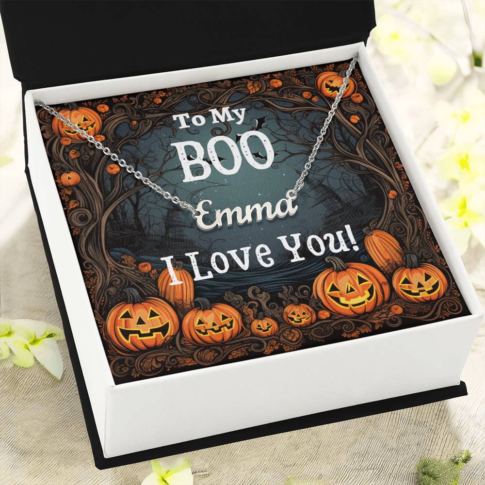 Personalized Name Necklace, gift for your wife, girlfriend, boo on halloween