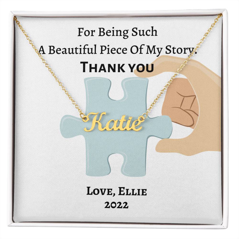 Personalized Name Necklace, gift for teacher from student for her birthday, Thanksgiving, Christmas or simply to say Thank you.
