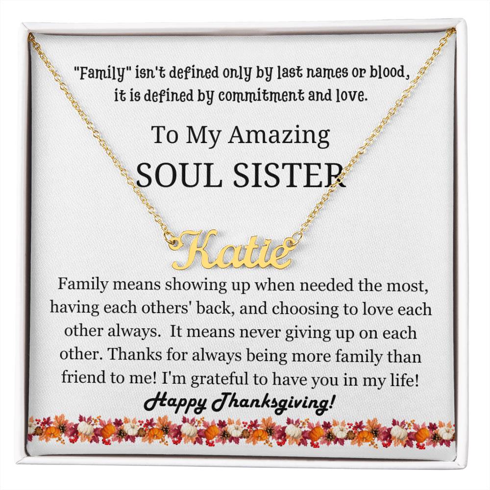 Personalized Name Necklace, thanksgiving gift for friend, soul sister