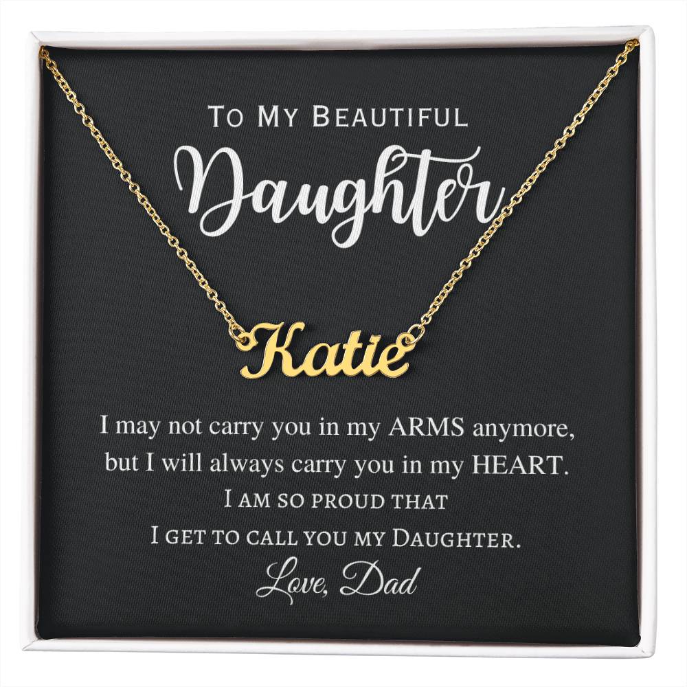 Personalized Name Necklace, gift for Daughter from Dad on her birthday, Thanksgiving, Christmas