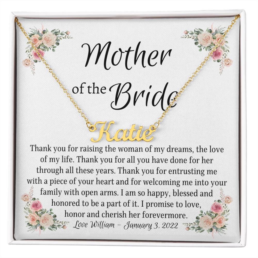 Personalized Name Necklace, gift for Mother of the Bride from Groom