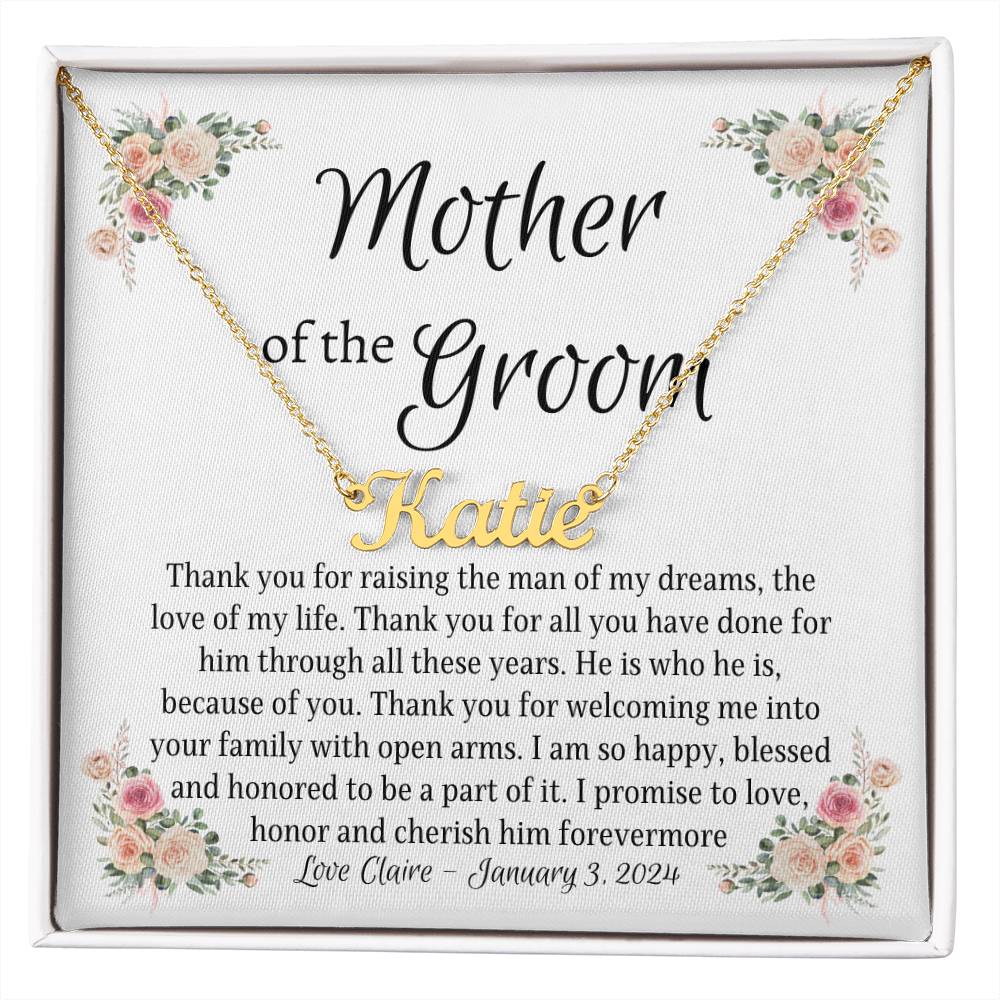 Personalized Name Necklace, gift for Mother of the Groom from Bride