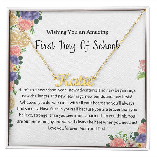 Personalized Name Necklace, First Day of School Gift, Back to School Gift for girl