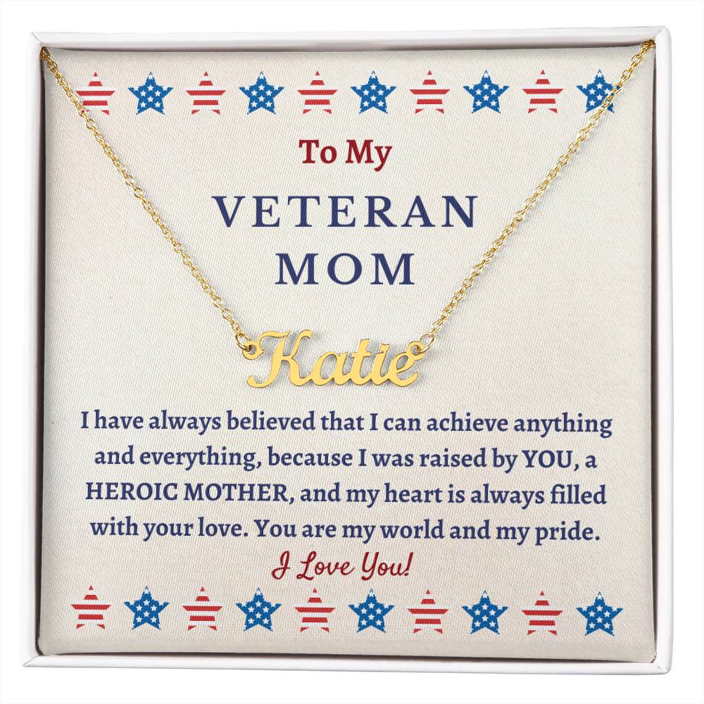 Personalized Name Necklace, gift for Veteran Mother on Veteran's Day, gift for Mom, Mum, Mommy