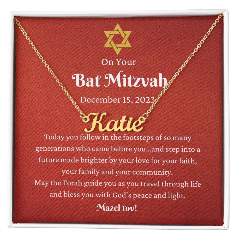 Personalized Name Necklace, Bat Mitzvah Gift Necklace for girl