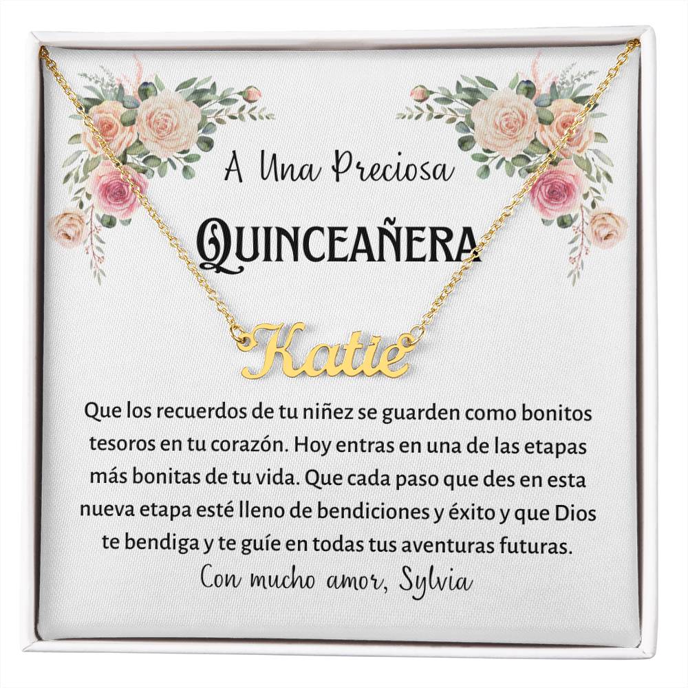 Personalized Name Necklace, Quinceañera Gift Necklace, Sweet Fifteen Gifts, Regalos Para Quinceañera