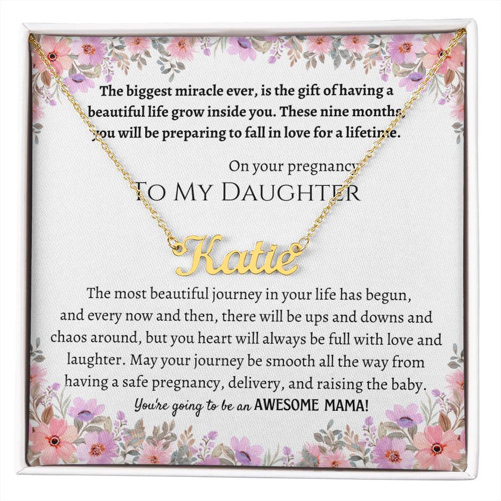 Personalized Name Necklace, gift for Daughter on her Baby Shower, Gift for Expecting Mom