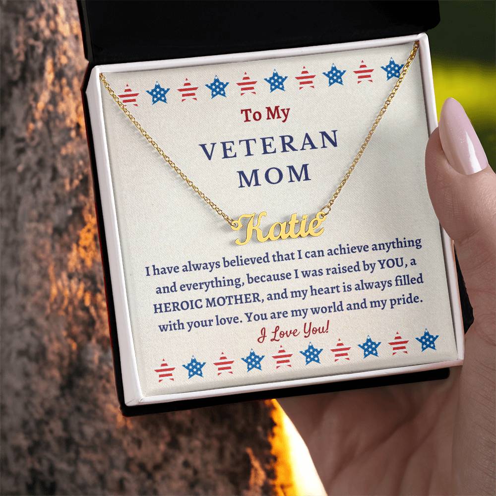 Personalized Name Necklace, gift for Veteran Mother on Veteran's Day, gift for Mom, Mum, Mommy