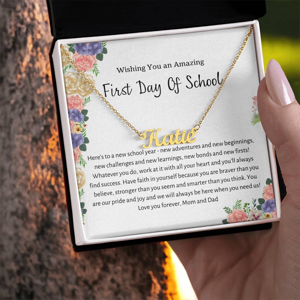 Personalized Name Necklace, First Day of School Gift, Back to School Gift for girl