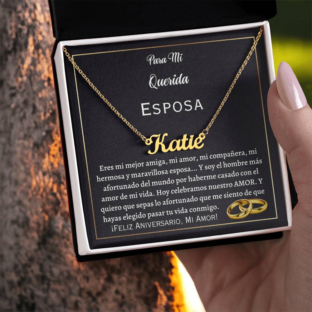 Collar Personalized Name Necklace, regalo para esposa en el dís de su aniversario