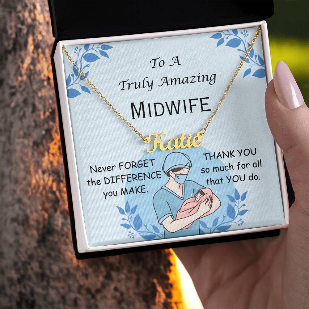 Personalized Name Necklace, gift for Midwife, International Midwife Day