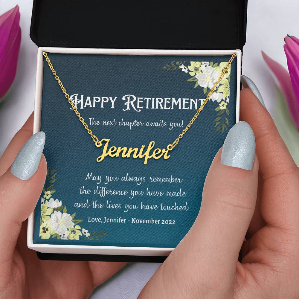 Personalized Name Necklace, Retirement Gifts For Women, Colleague, friend, family