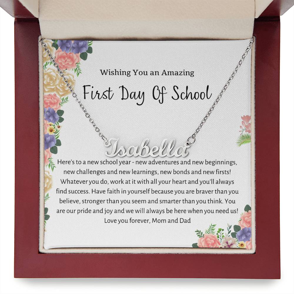 Personalized Name Necklace, First Day of School Gift, Back to School Gift for girl