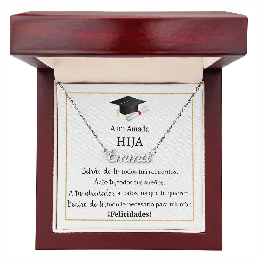 Collar Personalized Name Necklace, regalo para hija para felicitarla, en su día de graduación, on her graduation