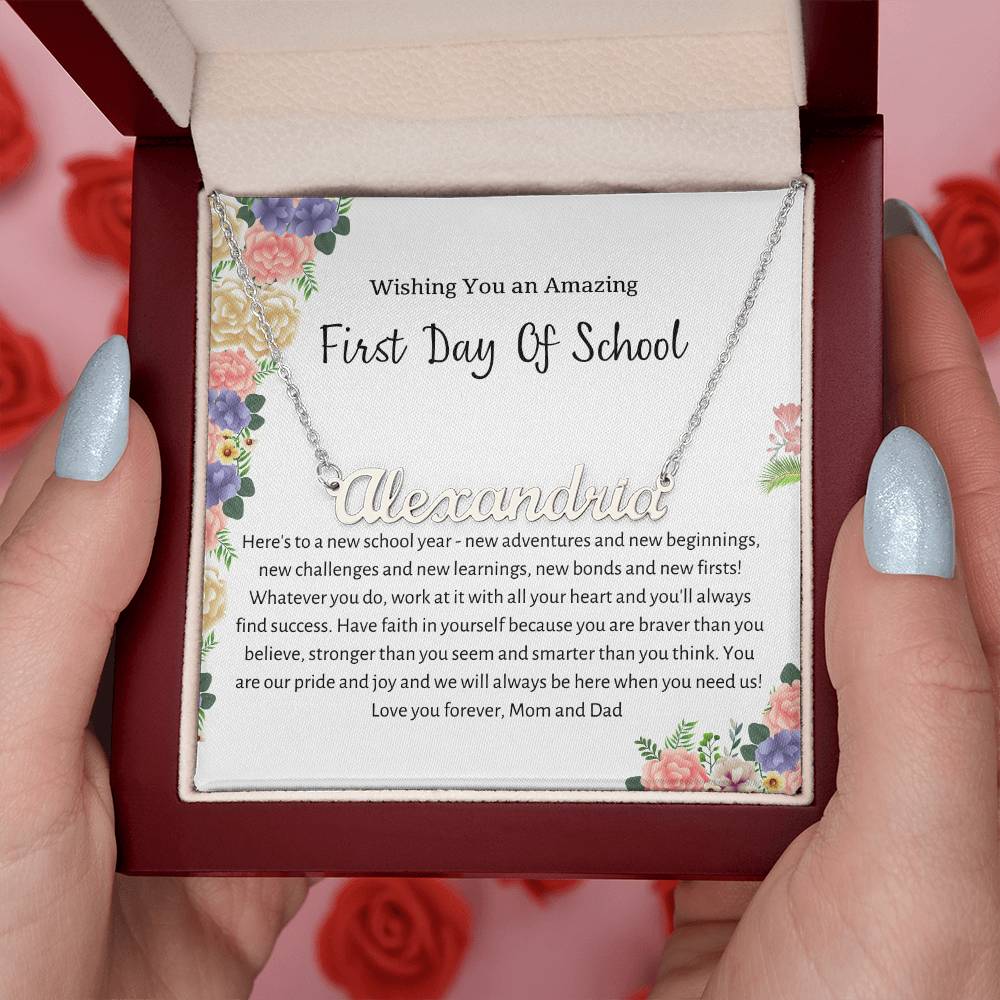 Personalized Name Necklace, First Day of School Gift, Back to School Gift for girl