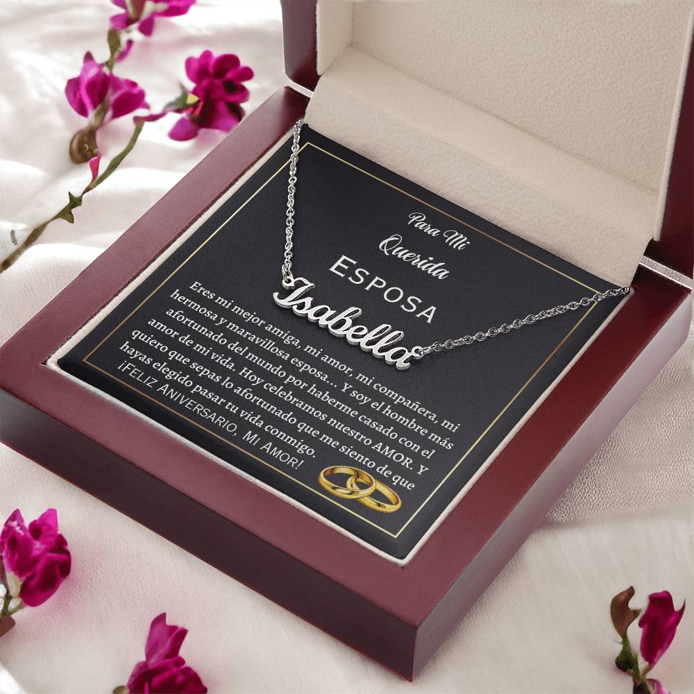 Collar Personalized Name Necklace, regalo para esposa en el dís de su aniversario