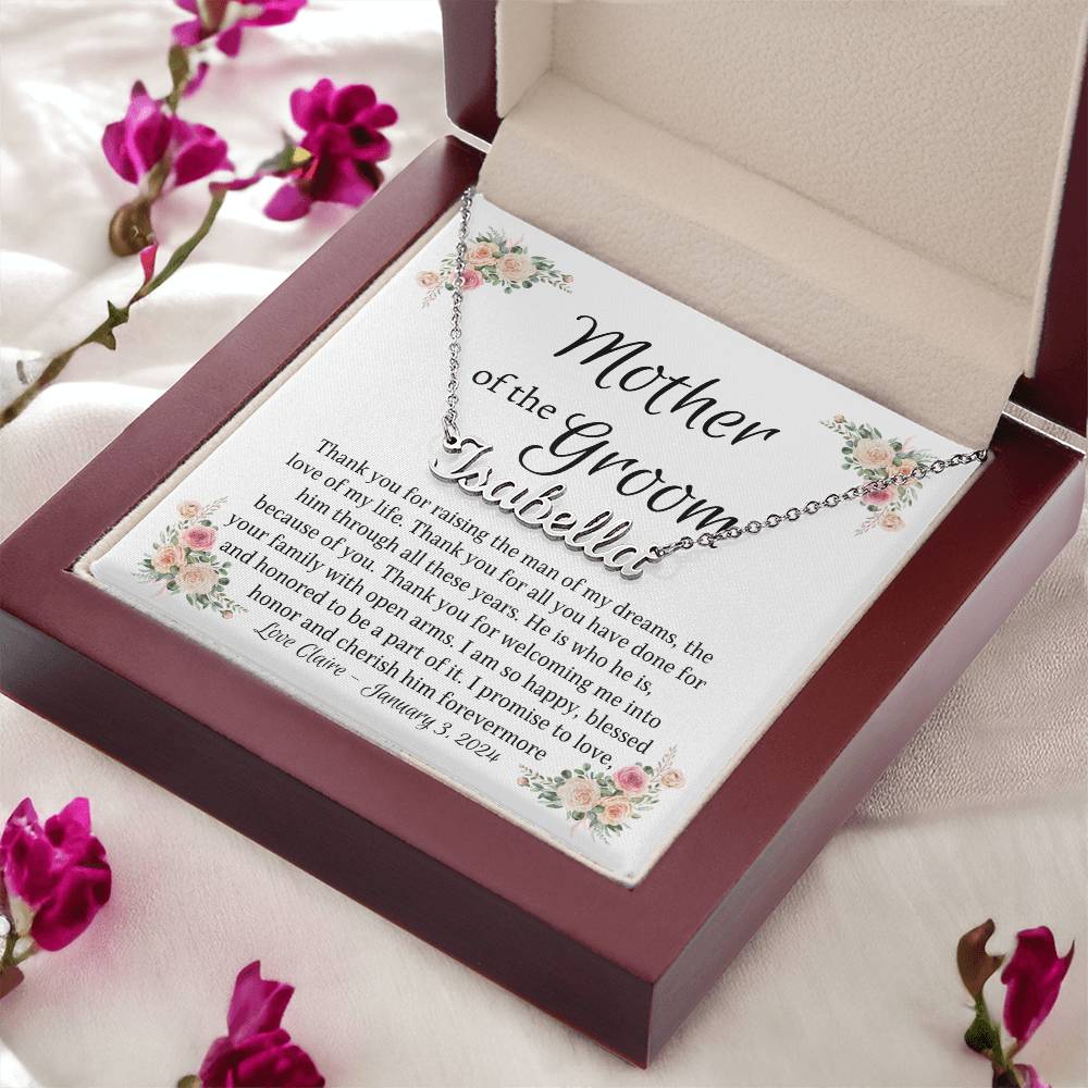 Personalized Name Necklace, gift for Mother of the Groom from Bride