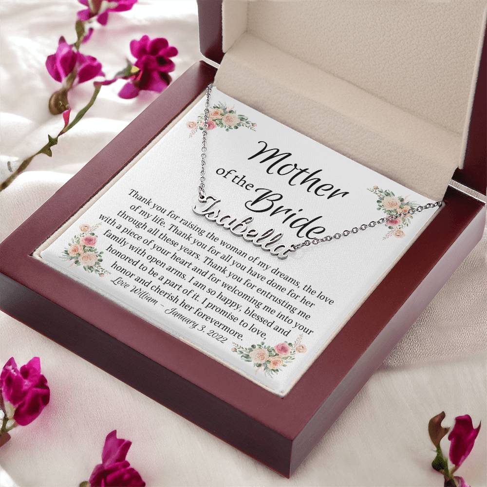 Personalized Name Necklace, gift for Mother of the Bride from Groom