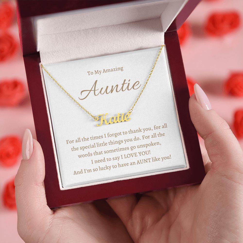 Custom Name necklace, gift for Amazing Aunt, Auntie on her birthday, Mother's Day Christmas