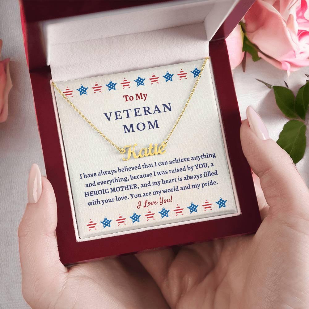 Personalized Name Necklace, gift for Veteran Mother on Veteran's Day, gift for Mom, Mum, Mommy