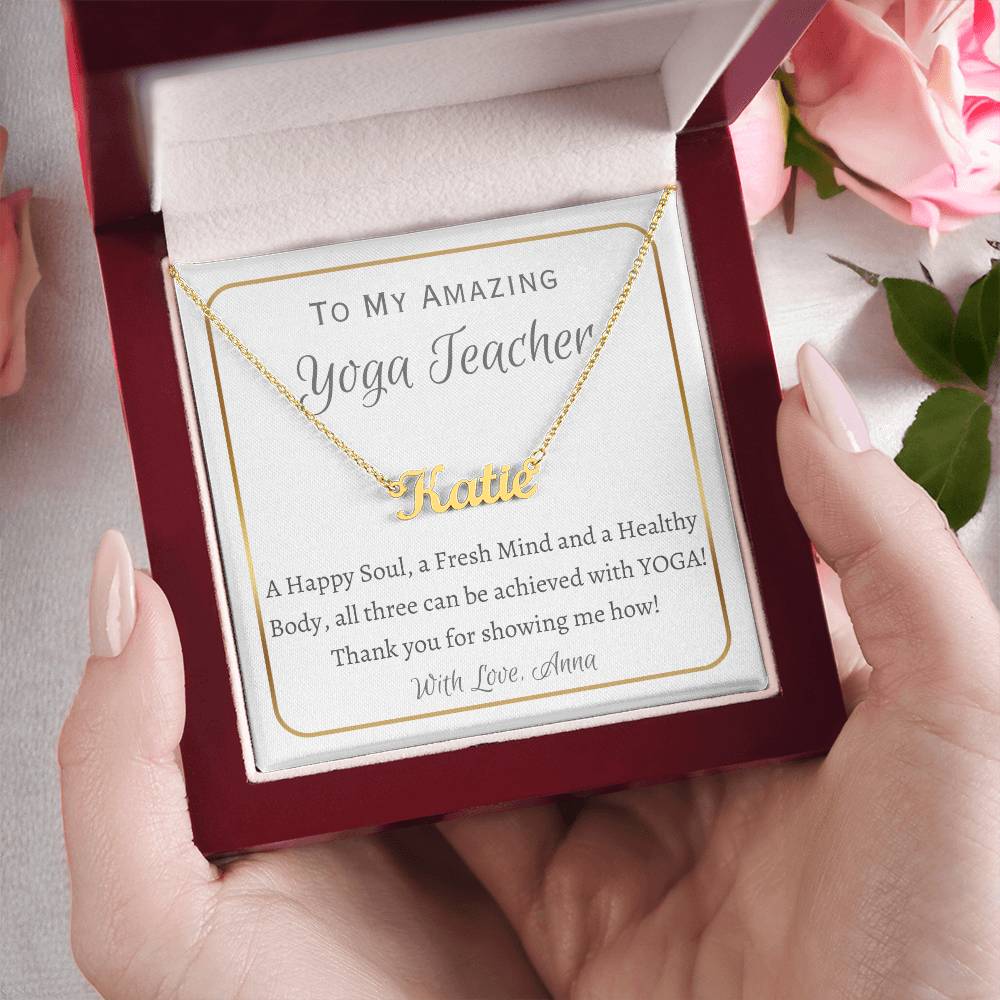 Personalized Name Necklace, gift for Yoga Teacher, International Yoga Day