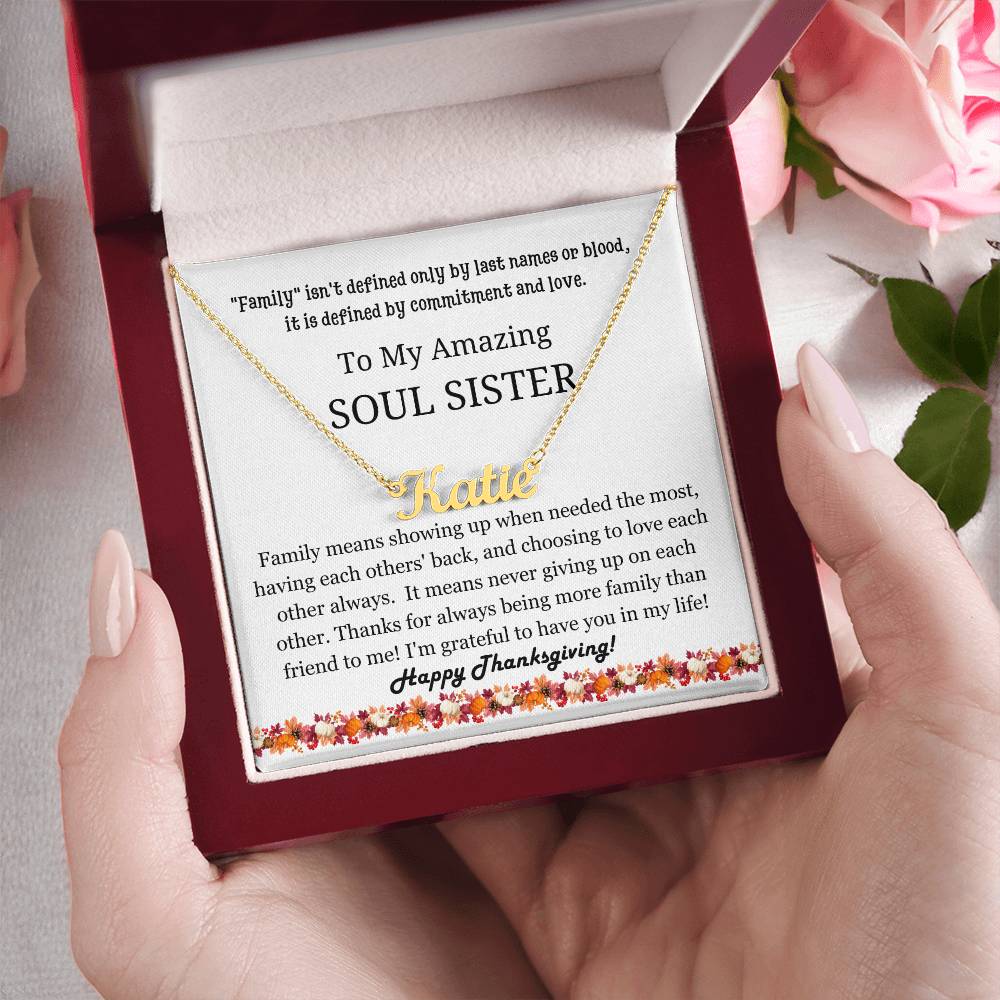 Personalized Name Necklace, thanksgiving gift for friend, soul sister