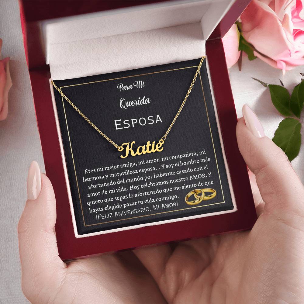 Collar Personalized Name Necklace, regalo para esposa en el dís de su aniversario