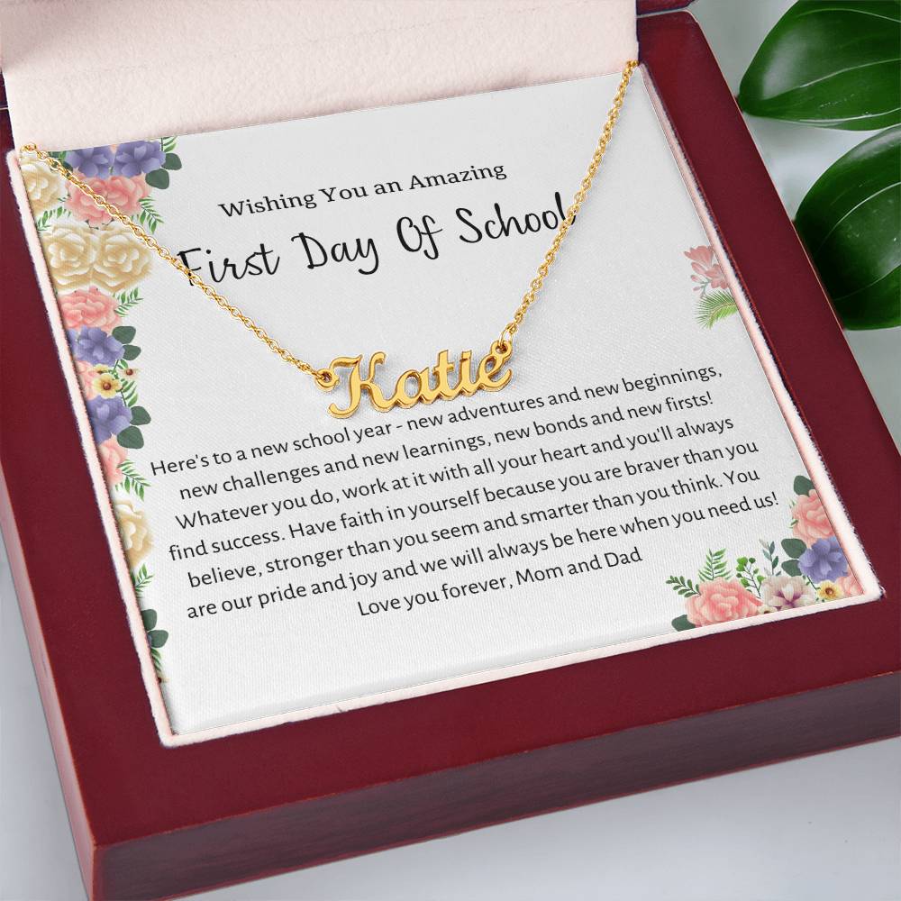 Personalized Name Necklace, First Day of School Gift, Back to School Gift for girl