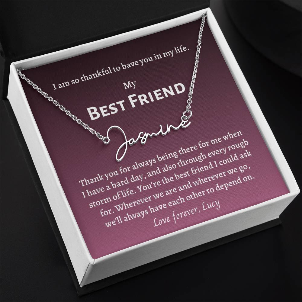 Signature Style Name Necklace, gift for best friend for her birthday, Valentine's day, friendship day, thanksgiving