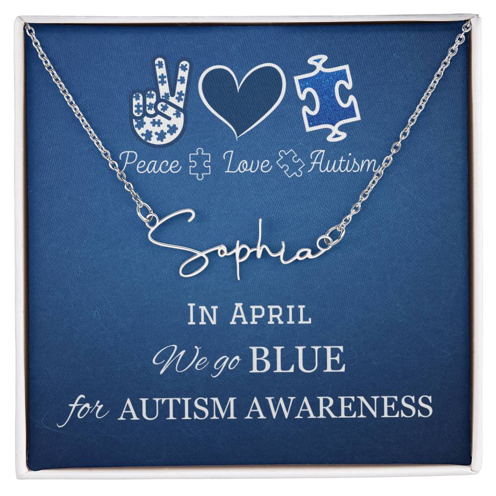 Signature Style Name Necklace, Autism Awareness gift