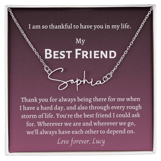 Signature Style Name Necklace, gift for best friend for her birthday, Valentine's day, friendship day, thanksgiving