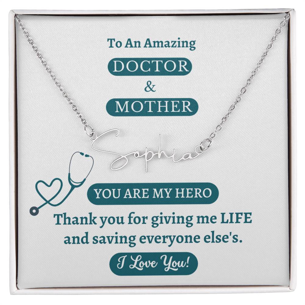 Signature Style Name Necklace, gift for Doctor and Mother, on Mother's Day, her birthday